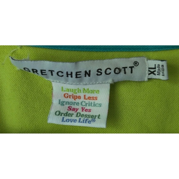 GRETCHEN SCOTT Women's Polo Blue Short Sleeve Cotton Collared Preppy Top Size XL - Picture 3 of 4